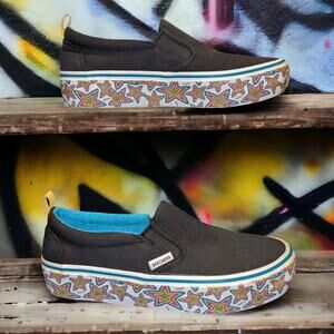 Skechers Black Slip-On Sneakers with Star Pattern